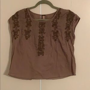 Free People crop top with embroidered details
